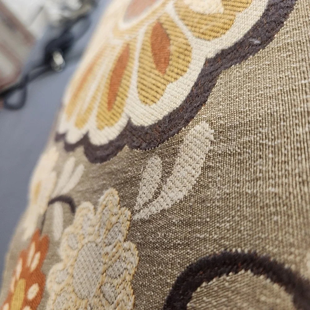 THROW PILLOW Boho Floral Striped Beige Yellow Orange Double Sided 19